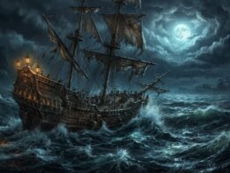 A film reel and ancient ship representing Odyssey movie adaptations