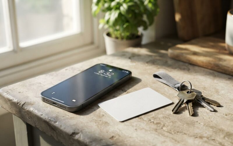 A smartphone beside a blank identity card on a kitchen counter illustrating new age verification laws