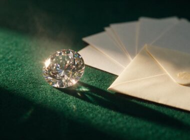 Big Brother 28 spoilers image showing a diamond on green felt beside a sealed envelope and blank voting cards