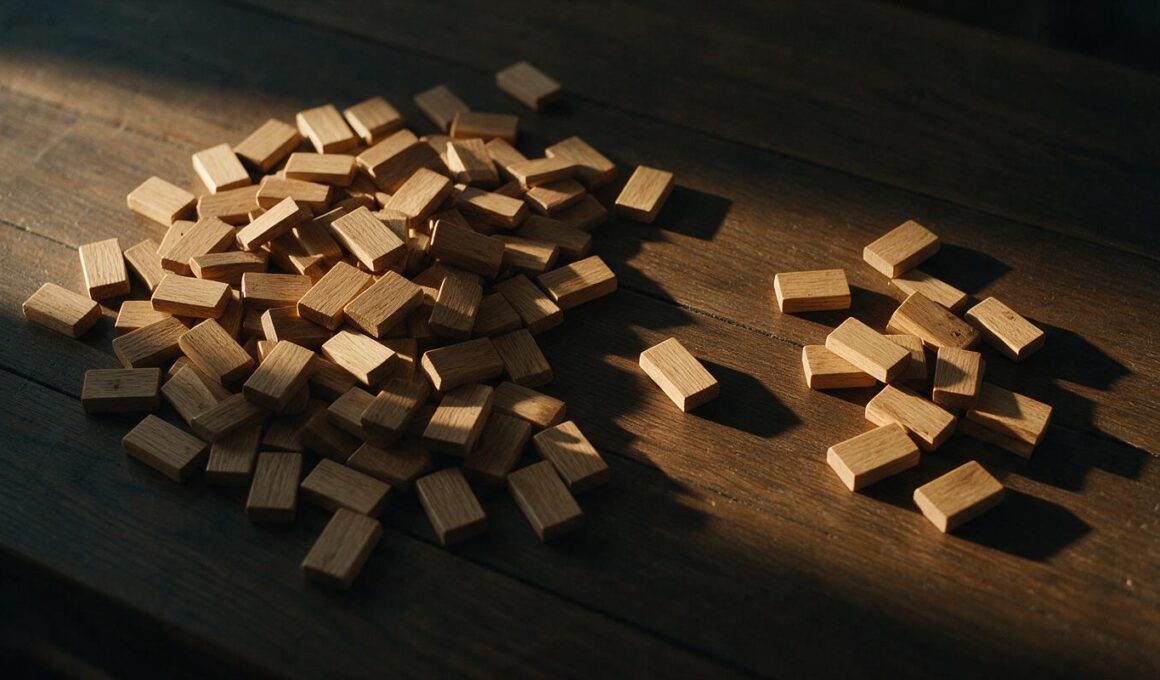 Big Brother 28 Week 6 spoilers illustrated by wooden voting markers sorted into two uneven piles on a dark table