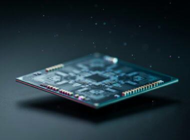 Nvidia H200 chips reaching China shown by a single bare silicon processor die on a dark reflective surface