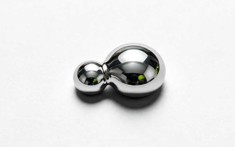 Nvidia Perplexity talks concept, macro of two mercury droplets merging on white