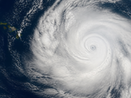 Tropical Depression Two C near Hawaii, spiral storm over the Pacific beside the islands