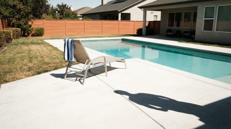 Big Brother 28 spoilers illustrated by an empty pool lounger on a sunlit patio with a towel over the arm