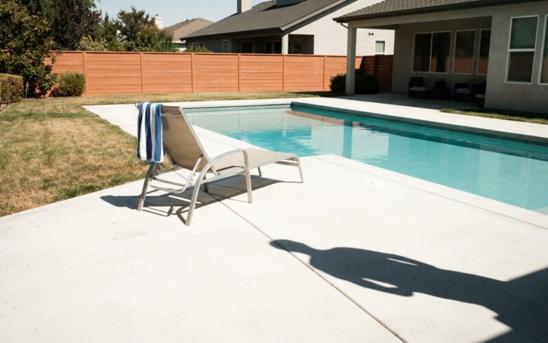 Big Brother 28 spoilers illustrated by an empty pool lounger on a sunlit patio with a towel over the arm